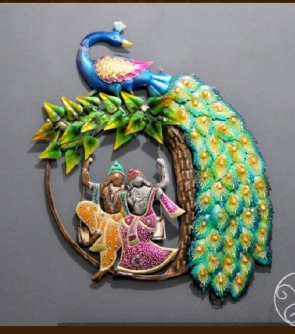 PEACOCK RADHA KRISHNA WALL ART 56X3X36 INCH