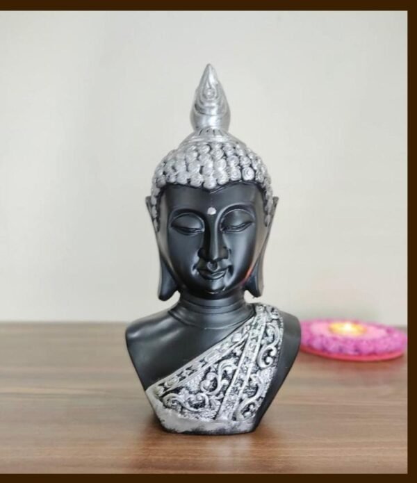 SILVER BUDDHA HEAD 10.5 INCH
